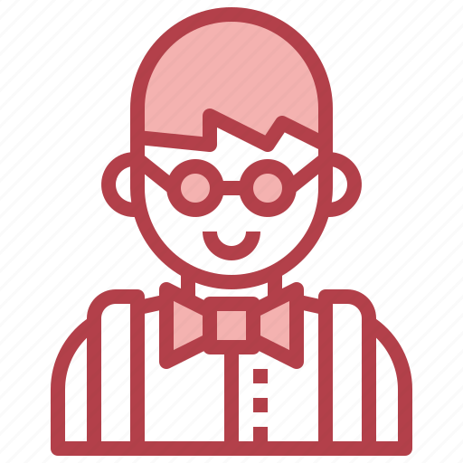 Boy, nerd, glasses, bow, tie, user icon - Download on Iconfinder