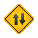 arrows, sign, yellow, arrow, direction, down, up