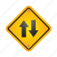 arrows, sign, yellow, arrow, direction, down, up 