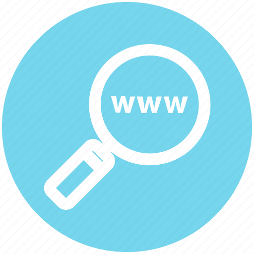 Domain searching, internet, magnifier, online, search, web, www icon - Download on Iconfinder
