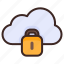 locked, cloud, weather, storage, data, file, document 