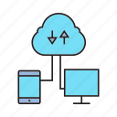 cloud, connection, desktop, mobile, sync
