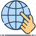 click, globe, hand, internet, networking, world