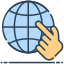 click, globe, hand, internet, networking, world 