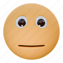 sentiment, emoji, emoticon, expression, skeptical, neutral face, open eyes, closed mouth