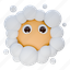surrounded, fog, emoji, emoticon, expression, neutral, skeptical, face in clouds, haze of smoke 