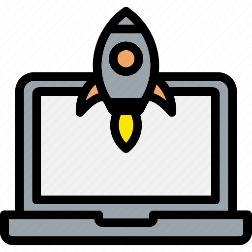 Laptop, launch, rocket, startup icon - Download on Iconfinder