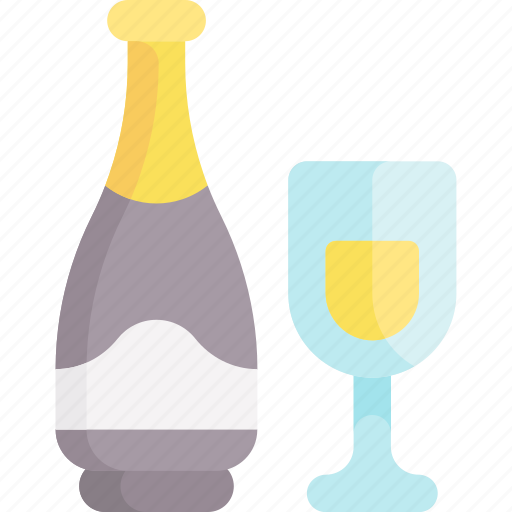 Champagne, bottle, glass, champagne glass, alcohol, alcoholic drink, drink icon - Download on Iconfinder