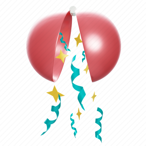Confetti, ball, poppers, fun, birthday, celebration, party 3D illustration - Download on Iconfinder