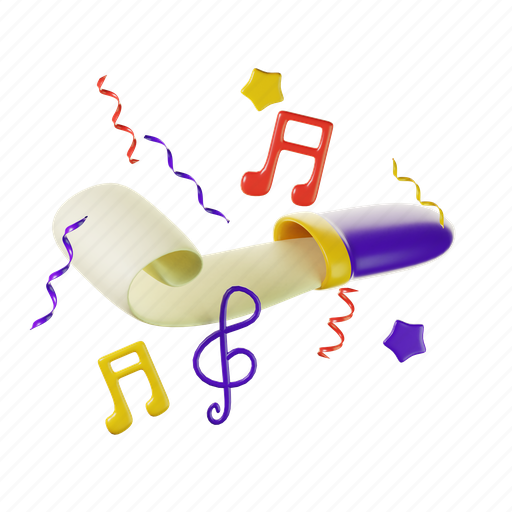 Trumpet, sound, new year, celebration 3D illustration - Download on Iconfinder