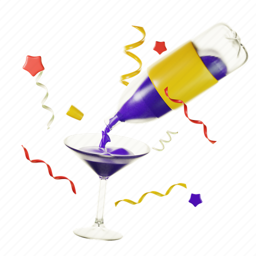 New year, celebration, party, drink 3D illustration - Download on Iconfinder