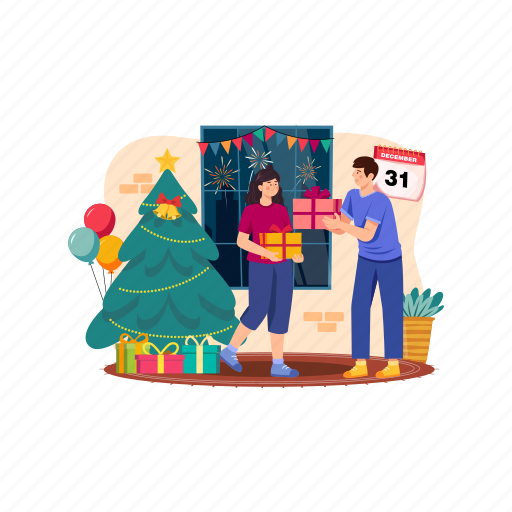 Holiday, eve, decoration, celebration, party, greeting, year illustration - Download on Iconfinder