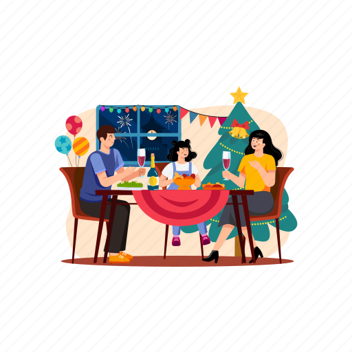 Holiday, eve, decoration, celebration, party, greeting, year illustration - Download on Iconfinder