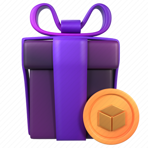 Gift, coin, box, nft, package, present, birthday 3D illustration - Download on Iconfinder