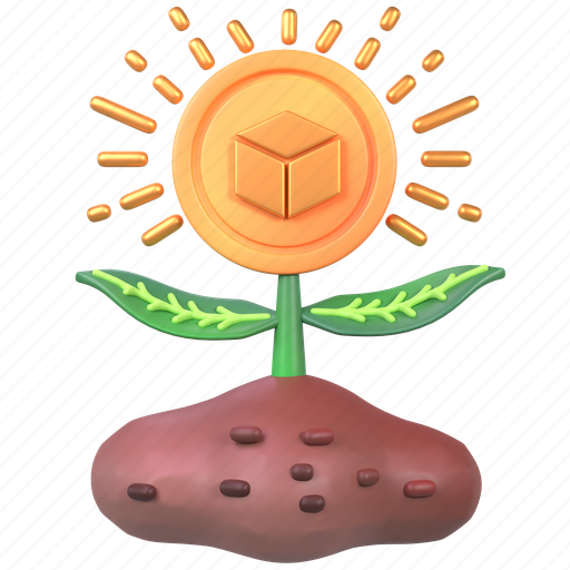 Profit, growth, investment, coin, plant, benefit, benefits 3D illustration - Download on Iconfinder