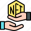 nft, cryptocurrency, blockchain, transfer, trade, hand 