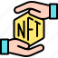 nft, cryptocurrency, blockchain, tranfer ownership, hand 