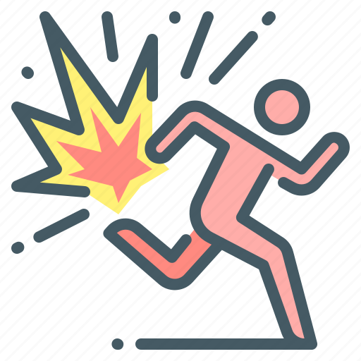 Explosion, bomb, refugee, run, person, human icon - Download on Iconfinder