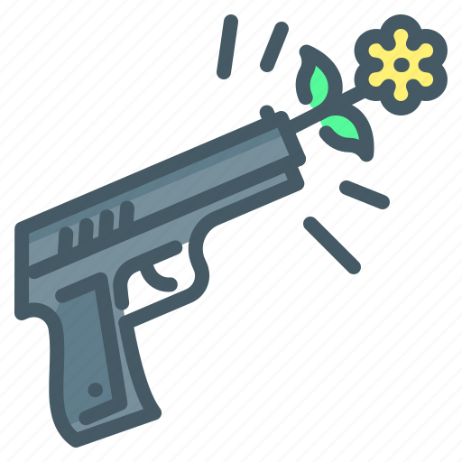 Weapon, pistol, gun, flower, no war icon - Download on Iconfinder