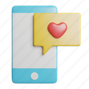 smartphone, chat, like, love, message, heart, device, phone