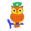 owl nurse, owl doctor, sitting owl, cute owl, owl bird 