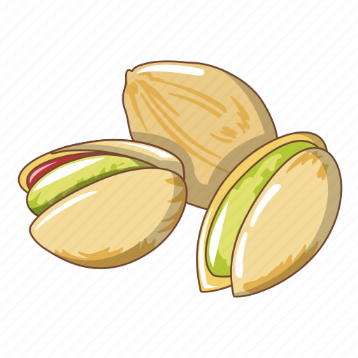 Brown, cartoon, cracked, eat, food, pistachio, pistachios icon - Download on Iconfinder