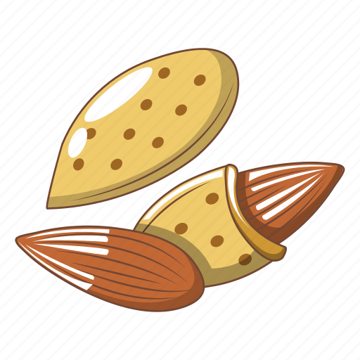 Almond, almonds, brown, cartoon, food, hard, shell icon - Download on Iconfinder