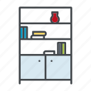 bookshelf, cupboard, decoration, furniture, home, interior, rack