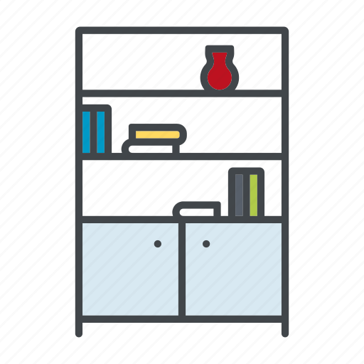 Bookshelf, cupboard, decoration, furniture, home, interior, rack icon - Download on Iconfinder