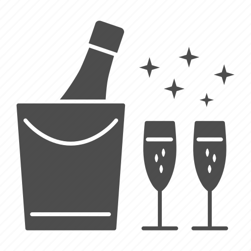 Champagne, bucket, ice, bottle, glass, drink icon - Download on Iconfinder