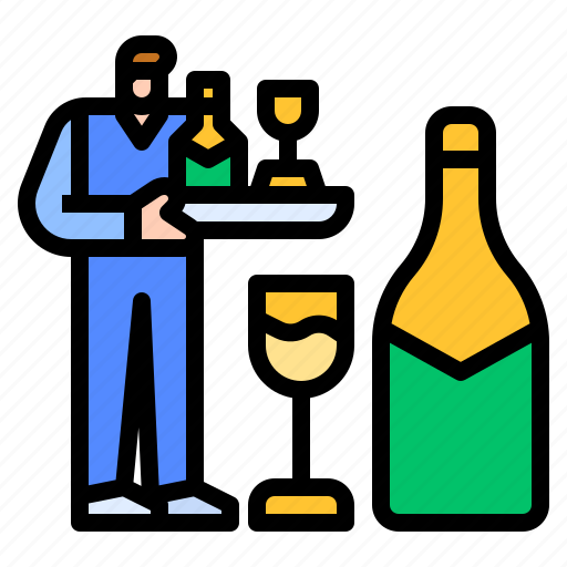 Alcohol, bartender, drink, service, waiter, wine icon - Download on Iconfinder
