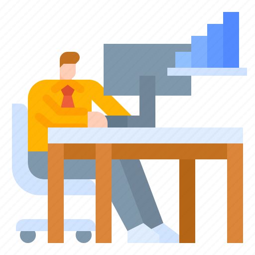 Businessman, chart, computer, statistic, statistician icon - Download on Iconfinder