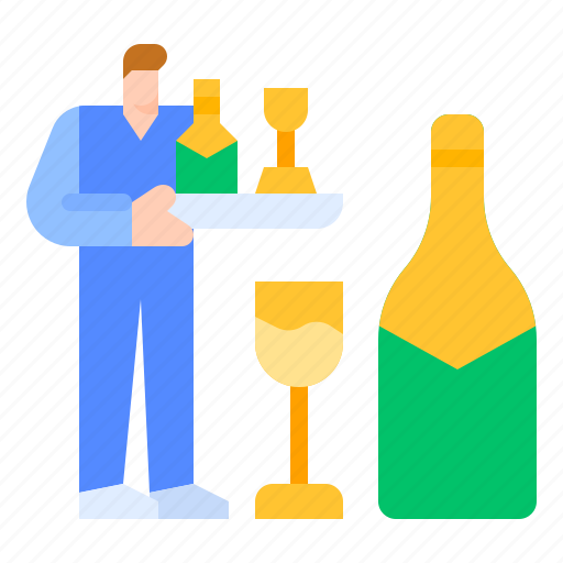 Alcohol, bartender, drink, service, waiter, wine icon - Download on Iconfinder