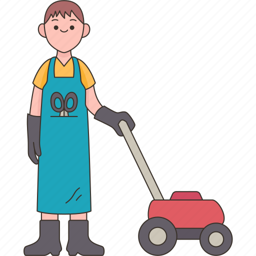 Gardener, worker, lawn, yard, cut icon - Download on Iconfinder