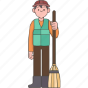 sweeper, street, garbage, janitor, worker