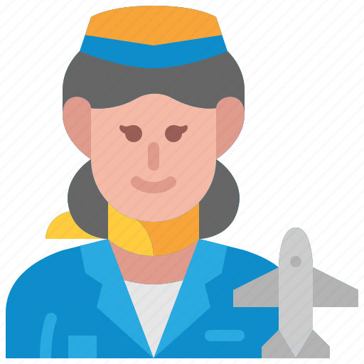 Air, hostess, flight, attendant, avatar, occupation, female icon - Download on Iconfinder