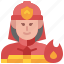 firefighter, fireman, avatar, occupation, female, profession, woman 