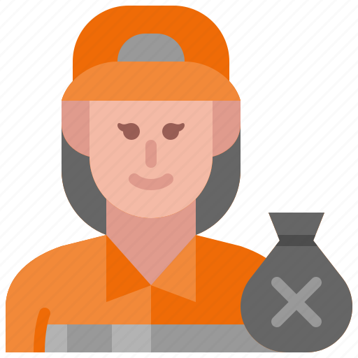 Garbage, collector, scavenger, occupation, woman, avatar, profession icon - Download on Iconfinder