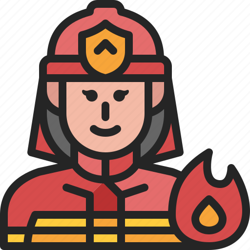 Firefighter, fireman, avatar, occupation, female, profession, woman icon - Download on Iconfinder