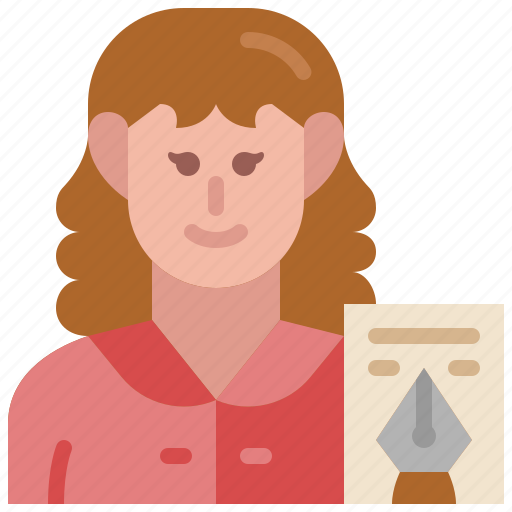 Author, writer, avatar, occupation, female, profession, woman icon - Download on Iconfinder