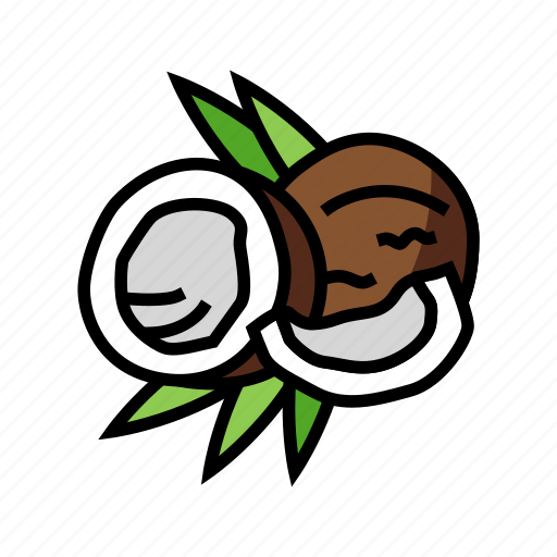 Coconut, cut, leaves, coco, fruit, fresh icon - Download on Iconfinder