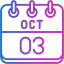 october, 3, calendar, days, time, and, date, monthly 