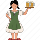 octoberfest, girl, wears, traditional, german, clothes, beer, alcohol, culture