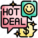 hot, deal, offer, shopping, commerce, speech, bubble