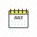calendar, jul, july, month 