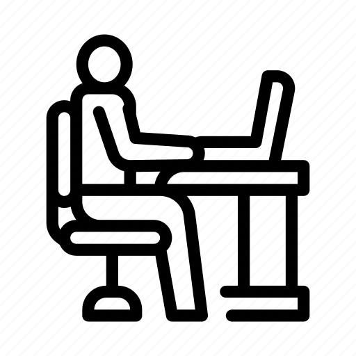 Badge, chair, man, office, table, working, workplace icon - Download on Iconfinder