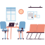 work room, coworking space, teamwork, work desk, workbench, office interior, furniture, workplace, workspace 