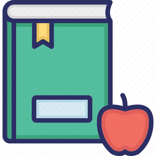 Apple with book, healthy reading, knowledge, learning, scholastic icon - Download on Iconfinder
