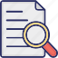 document review, documents research, file review, file search, paper under magnifier 
