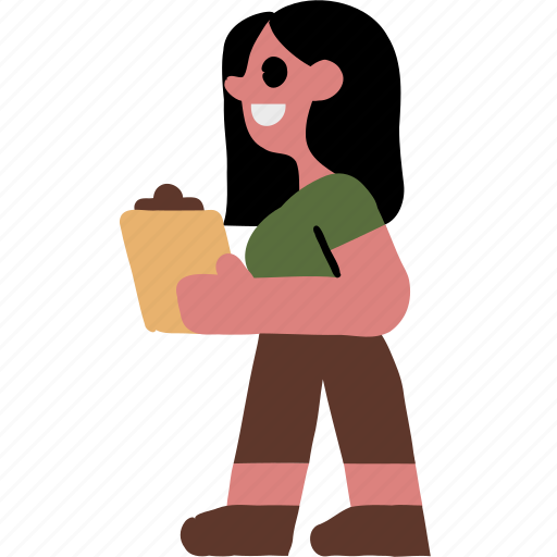 Standing, woman, clipboard, talking, working icon - Download on Iconfinder